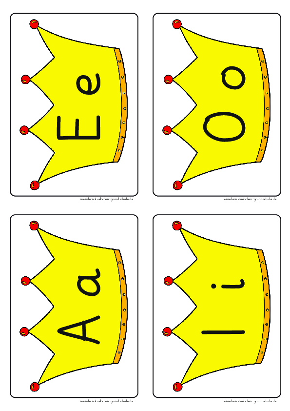 Lernstubchen Vokale In Kronen Tafelaushang