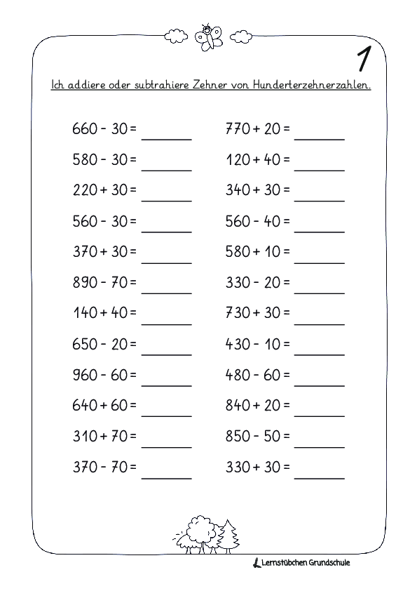 erstes Rechnen mit HZ plus u. minus ... (.pdf) - Lernstübchen
