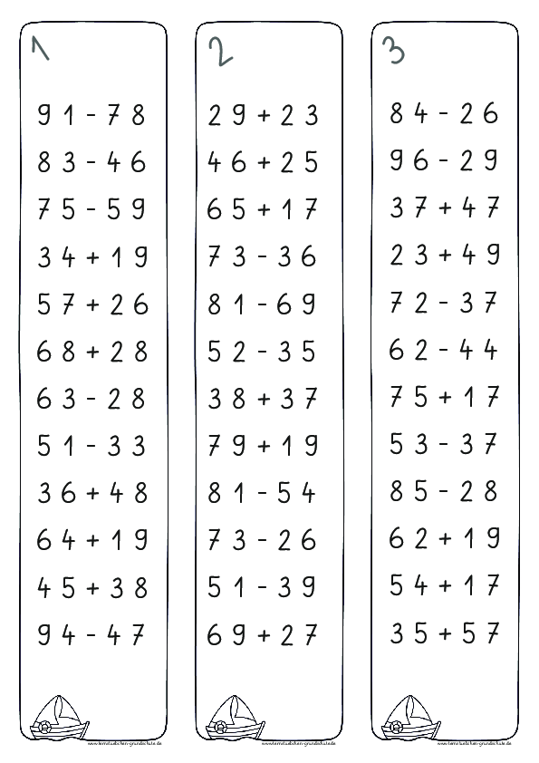 Rechenstreifen für Plus- u. Minusaufgaben - ZR ... (.pdf) - Lernstübchen