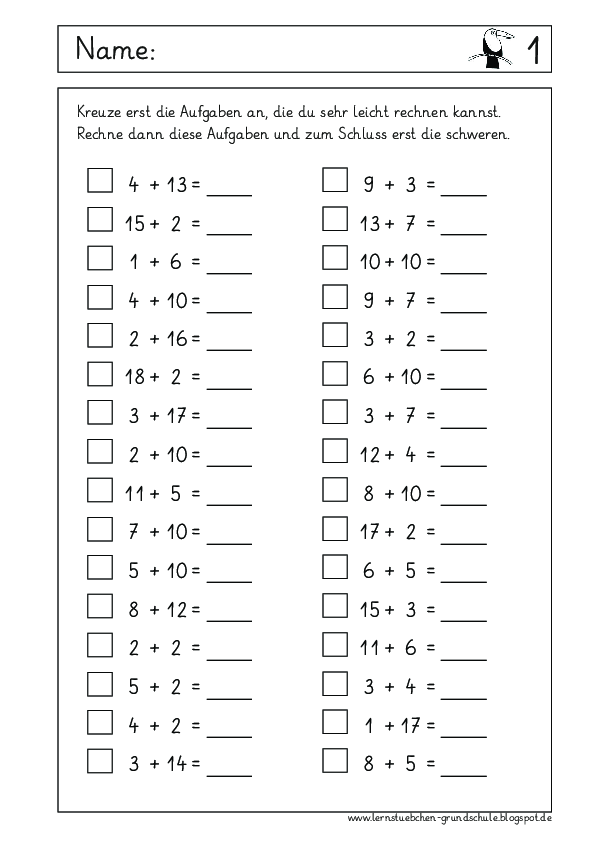 Kopfrechenblätter Einmal Anders (.pdf) - Lernstübchen