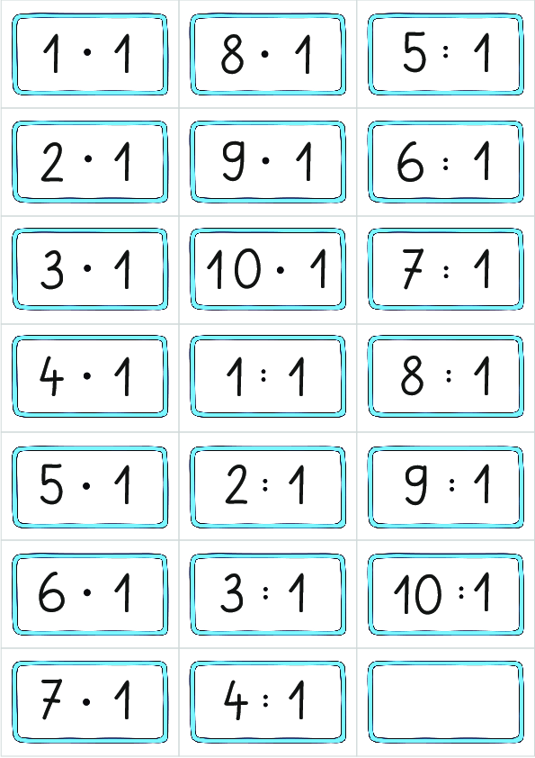 Miniaufgabenkärtchen der Einmaleinsreihen (.pdf) - Lernstübchen